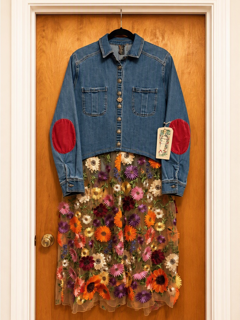 Aratta Pretty in Petals Denim Floral Shirt Dress